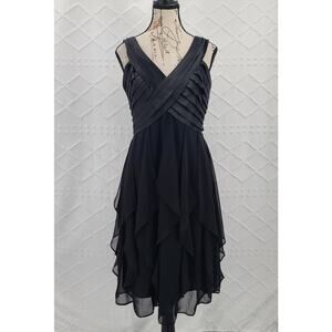 R & M Richard's womens black fairy grunge tiered Little Black Dress SZ 10 Party